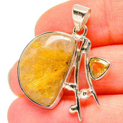 Rutilated Quartz Pendants handcrafted by Ana Silver Co - PD21431