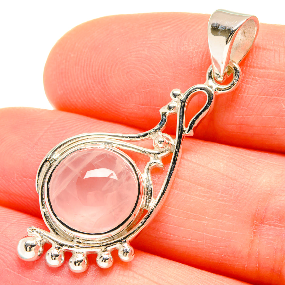 Rose Quartz Pendants handcrafted by Ana Silver Co - PD21448