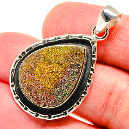 Spectro Pyrite Druzy Pendants handcrafted by Ana Silver Co - PD21501