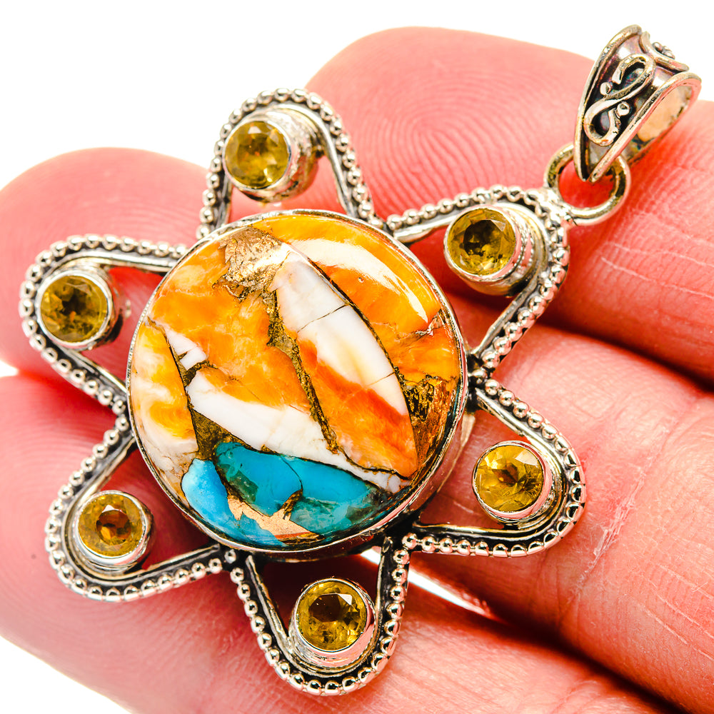 Spiny Oyster Turquoise Pendants handcrafted by Ana Silver Co - PD21503