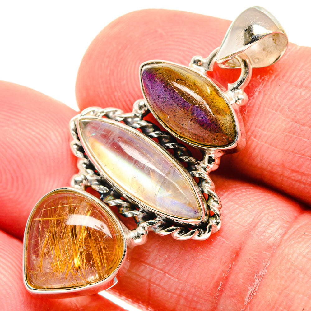 Rainbow Moonstone Pendants handcrafted by Ana Silver Co - PD21534