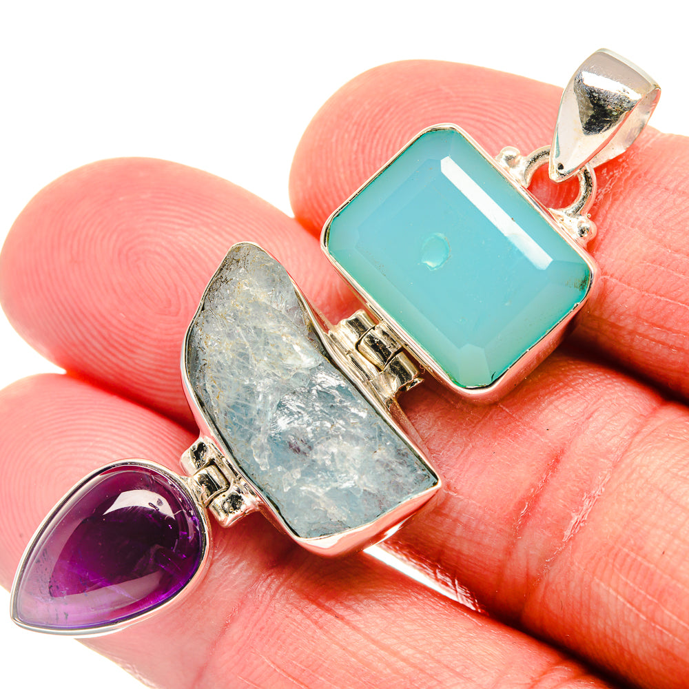 Aquamarine Pendants handcrafted by Ana Silver Co - PD21547