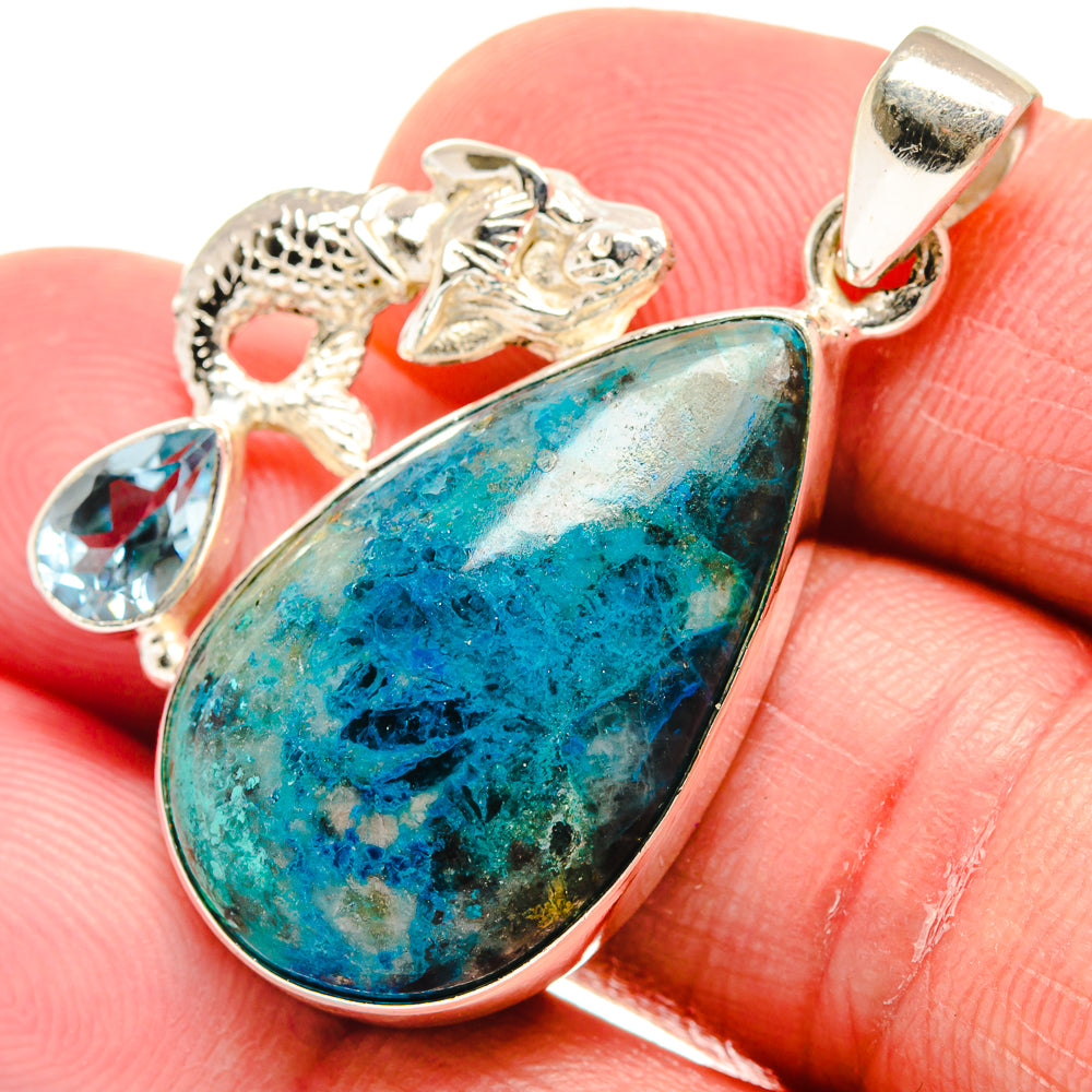 Chrysocolla In Quartz Pendants handcrafted by Ana Silver Co - PD21567