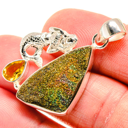 Spectro Pyrite Druzy Pendants handcrafted by Ana Silver Co - PD21614