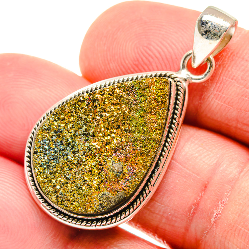Spectro Pyrite Druzy Pendants handcrafted by Ana Silver Co - PD21616