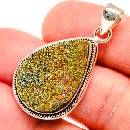 Spectro Pyrite Druzy Pendants handcrafted by Ana Silver Co - PD21616