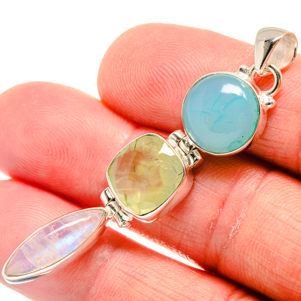 Aqua Chalcedony Pendants handcrafted by Ana Silver Co - PD21617