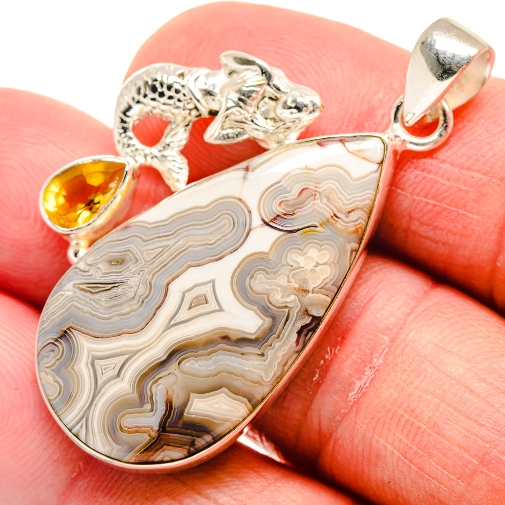 Laguna Lace Agate Pendants handcrafted by Ana Silver Co - PD21646