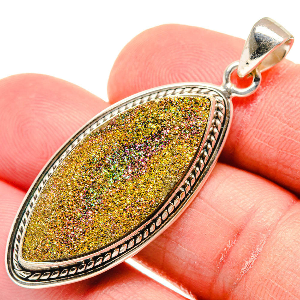 Spectro Pyrite Druzy Pendants handcrafted by Ana Silver Co - PD21652