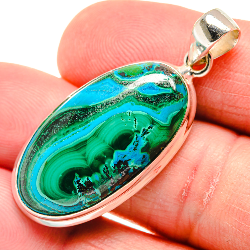 Malachite In Chrysocolla Pendants handcrafted by Ana Silver Co - PD21664