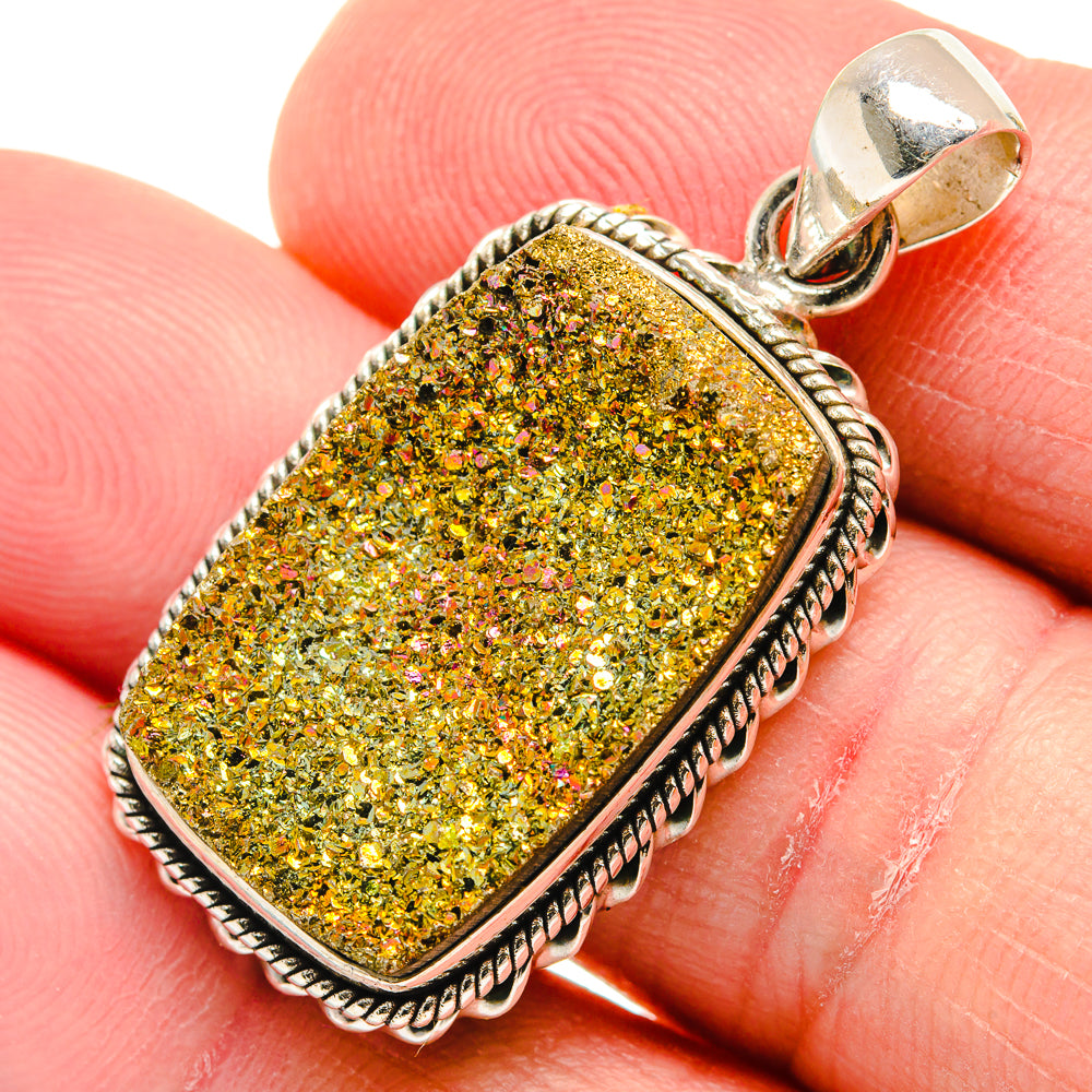 Spectro Pyrite Druzy Pendants handcrafted by Ana Silver Co - PD21702
