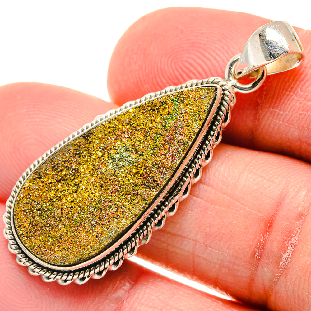 Spectro Pyrite Druzy Pendants handcrafted by Ana Silver Co - PD21711