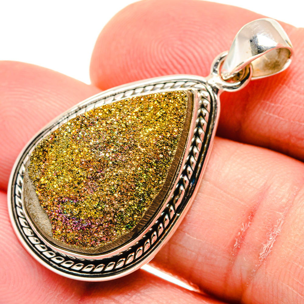 Spectro Pyrite Druzy Pendants handcrafted by Ana Silver Co - PD21712