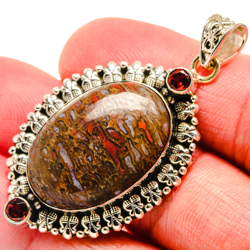Dinosaur Bone, Garnet Pendants handcrafted by Ana Silver Co - PD21744