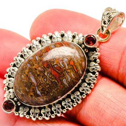 Dinosaur Bone, Garnet Pendants handcrafted by Ana Silver Co - PD21744