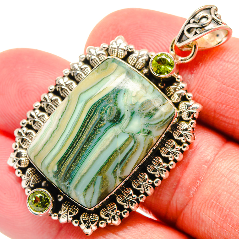 Rainforest Jasper, Peridot Pendants handcrafted by Ana Silver Co - PD21748