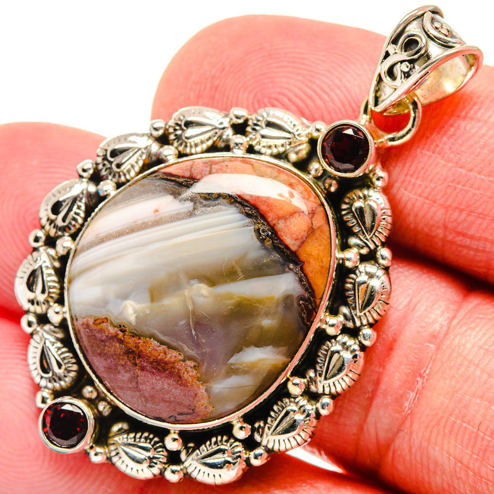 Butterfly Jasper, Garnet Pendants handcrafted by Ana Silver Co - PD21753
