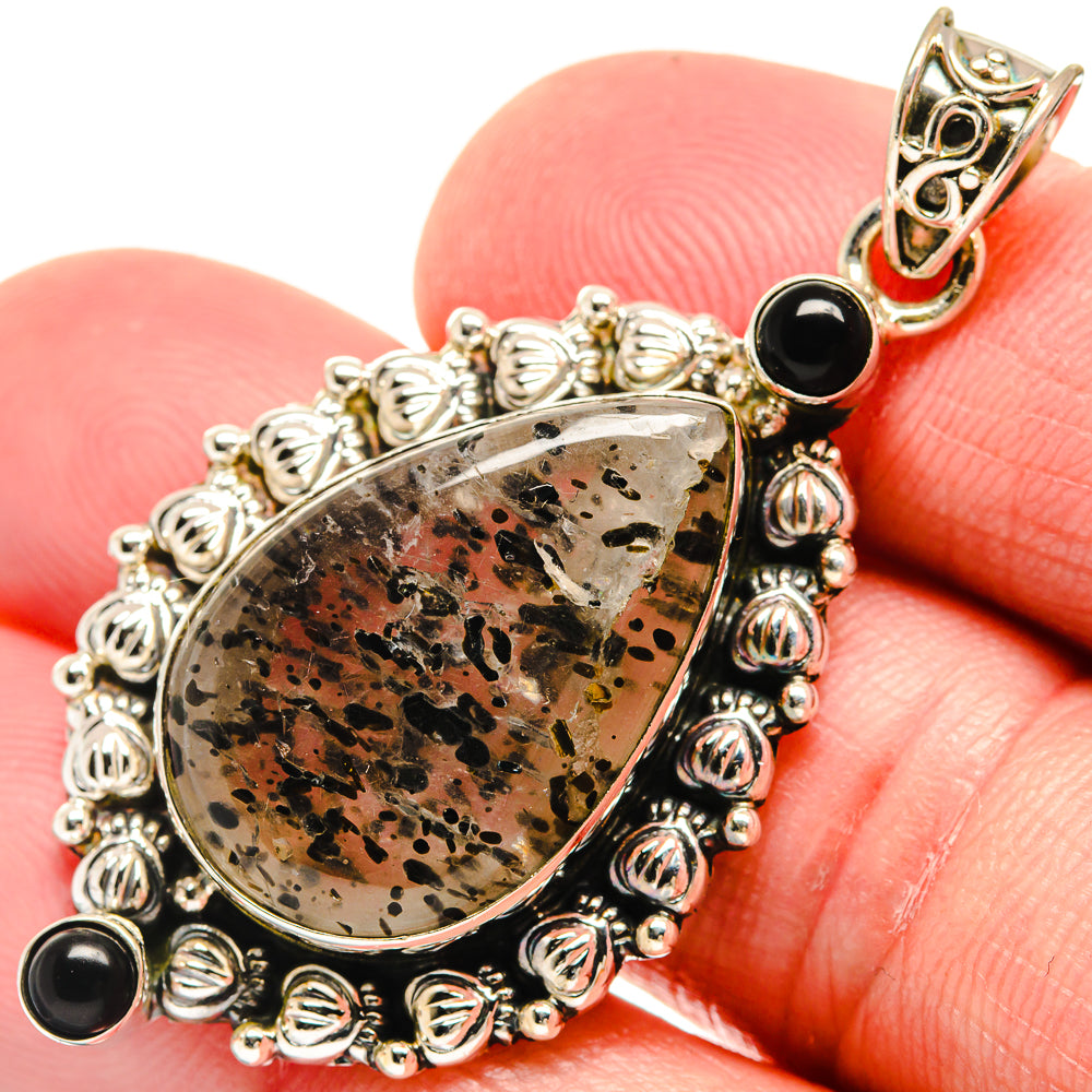 Dendritic Opal, Black Onyx Pendants handcrafted by Ana Silver Co - PD21756