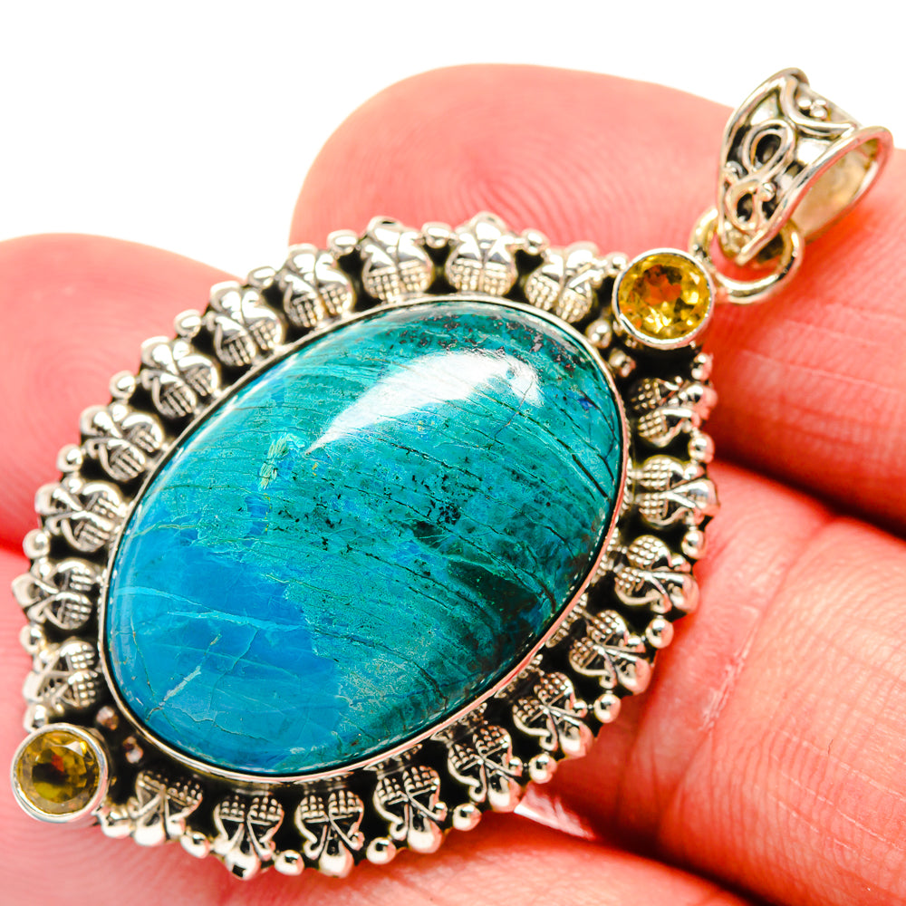 Chrysocolla, Citrine Pendants handcrafted by Ana Silver Co - PD21768