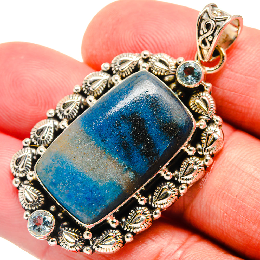 Shattuckite, Blue Topaz Pendants handcrafted by Ana Silver Co - PD21770
