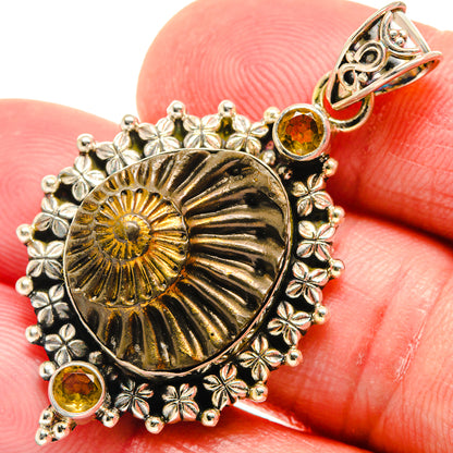 Pyrite Fossil, Citrine Pendants handcrafted by Ana Silver Co - PD21772