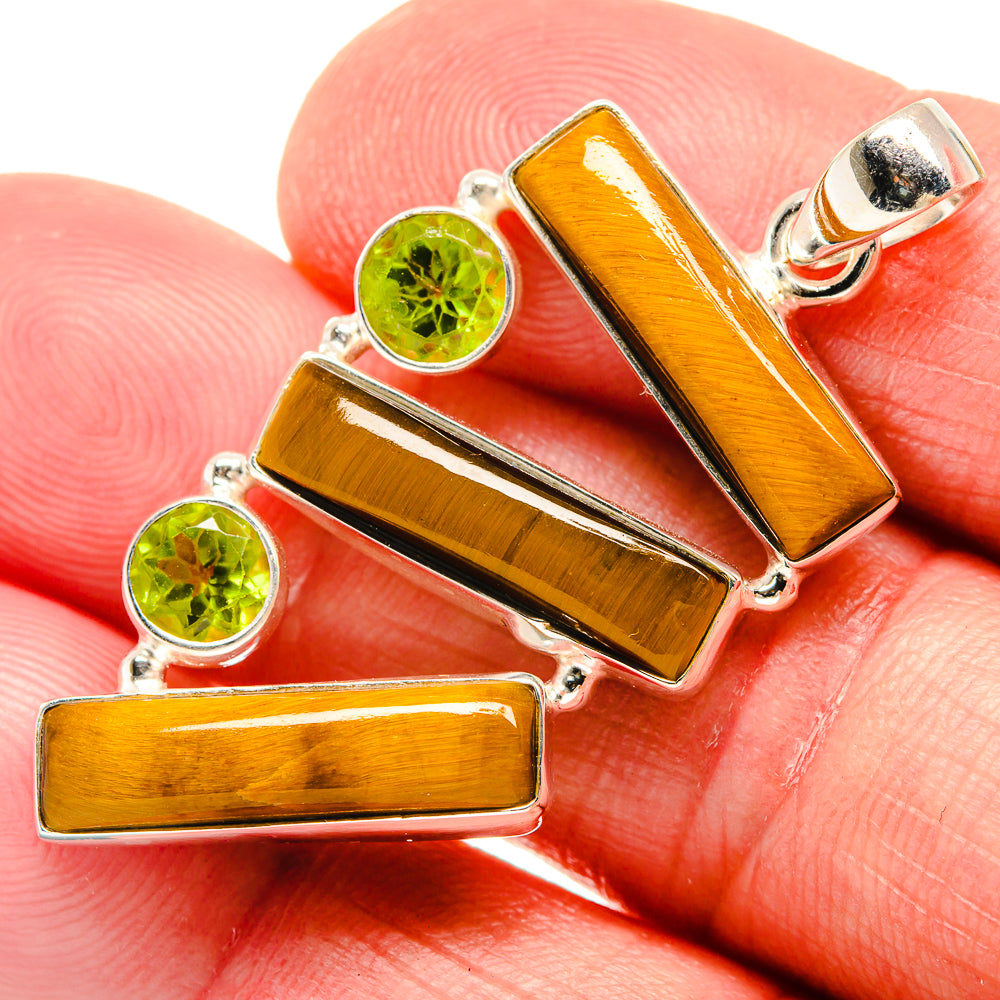 Tiger Eye, Peridot Pendants handcrafted by Ana Silver Co - PD21776