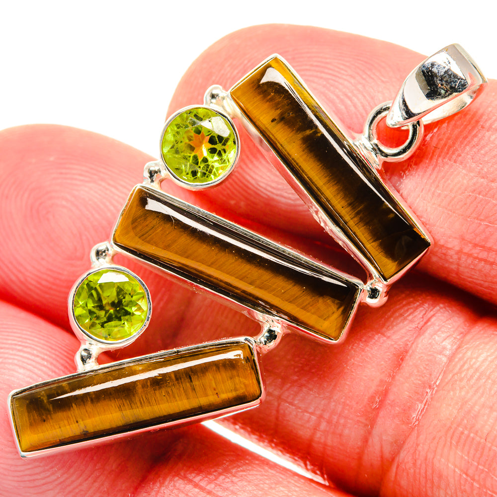 Tiger Eye, Peridot Pendants handcrafted by Ana Silver Co - PD21777