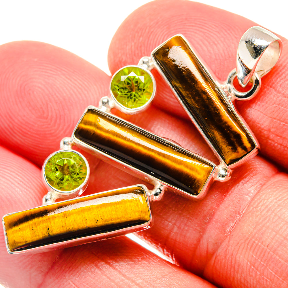 Tiger Eye, Peridot Pendants handcrafted by Ana Silver Co - PD21778