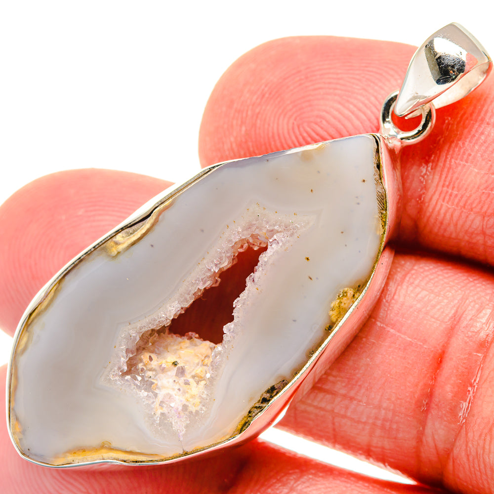 White Geode Slice Pendants handcrafted by Ana Silver Co - PD21782