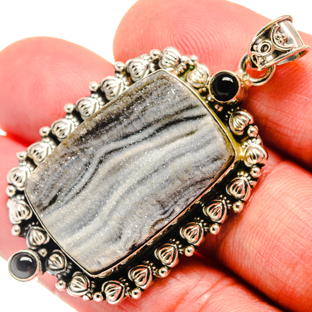 Desert Druzy, Black Onyx Pendants handcrafted by Ana Silver Co - PD21789