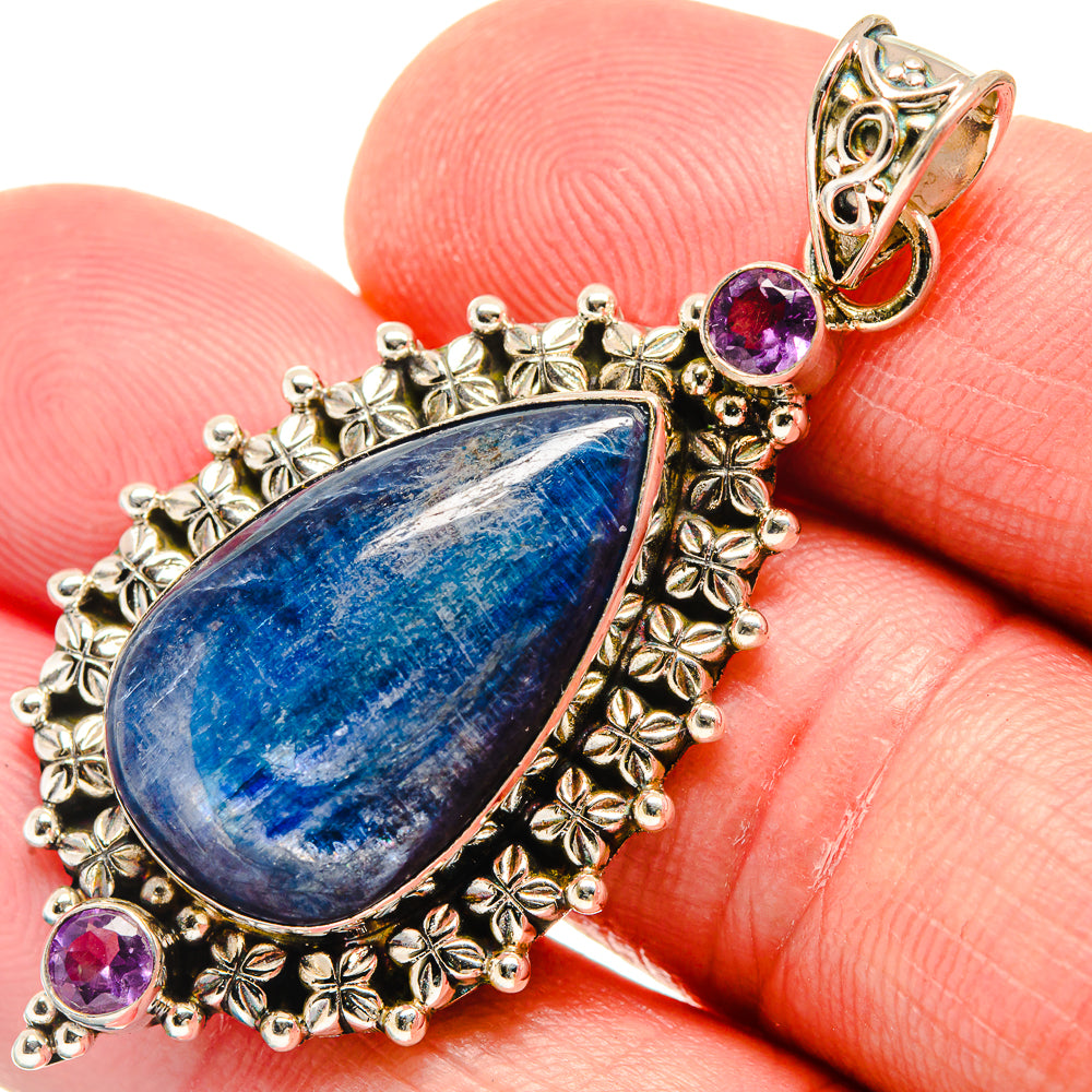 Kyanite, Amethyst Pendants handcrafted by Ana Silver Co - PD21791