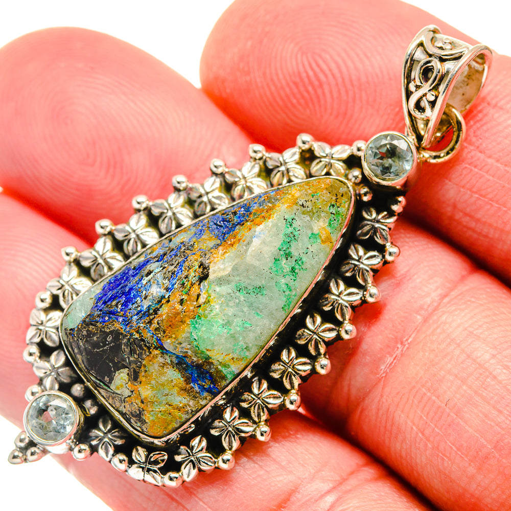 Azurite, Blue Topaz Pendants handcrafted by Ana Silver Co - PD21793