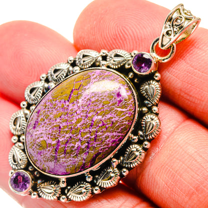 Stichtite, Amethyst Pendants handcrafted by Ana Silver Co - PD21799
