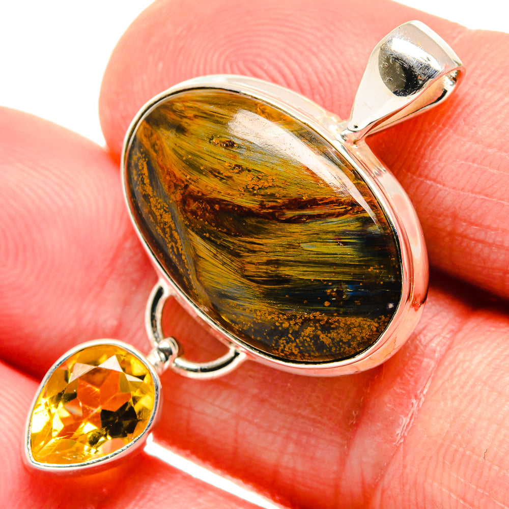 Pietersite, Citrine Pendants handcrafted by Ana Silver Co - PD21810