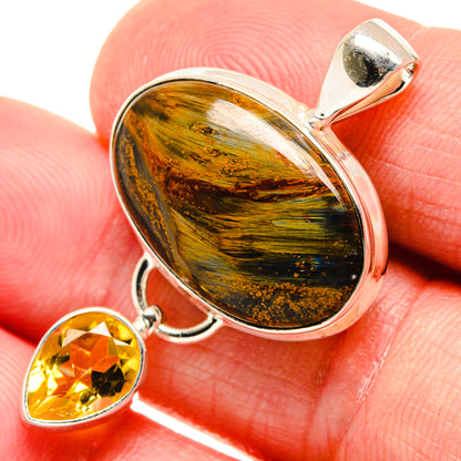 Pietersite, Citrine Pendants handcrafted by Ana Silver Co - PD21810