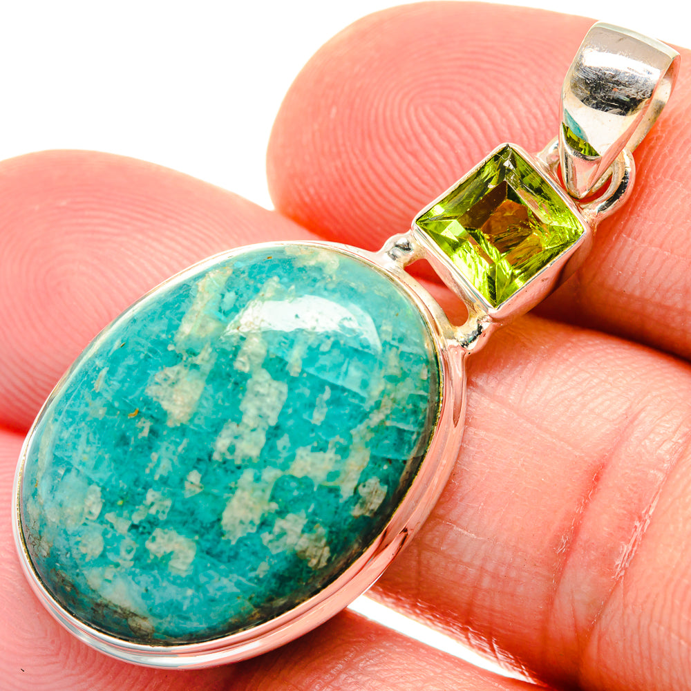 Amazonite, Peridot Pendants handcrafted by Ana Silver Co - PD21814