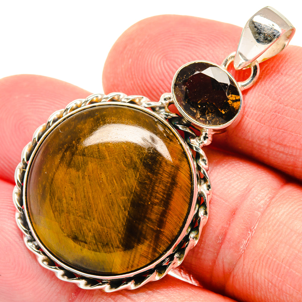 Tiger Eye, Smoky Quartz Pendants handcrafted by Ana Silver Co - PD21816