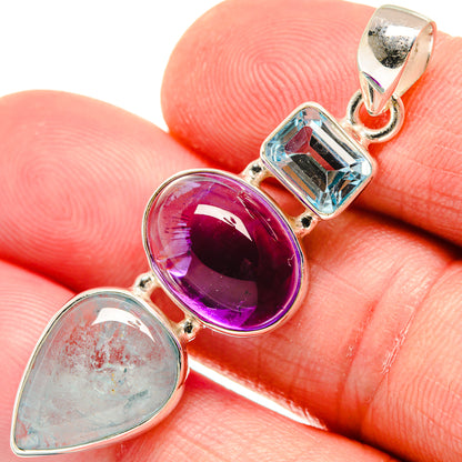 Aquamarine, Amethyst, Blue Topaz Pendants handcrafted by Ana Silver Co - PD21824