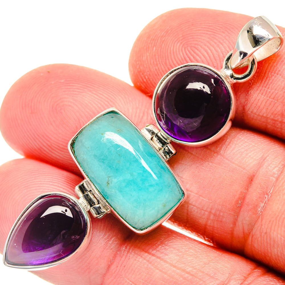 Larimar, Amethyst Pendants handcrafted by Ana Silver Co - PD21830