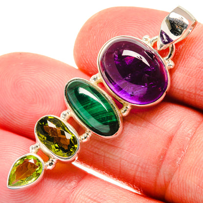 Amethyst, Malachite, Peridot Pendants handcrafted by Ana Silver Co - PD21831