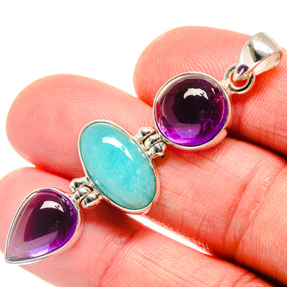 Larimar, Amethyst Pendants handcrafted by Ana Silver Co - PD21832
