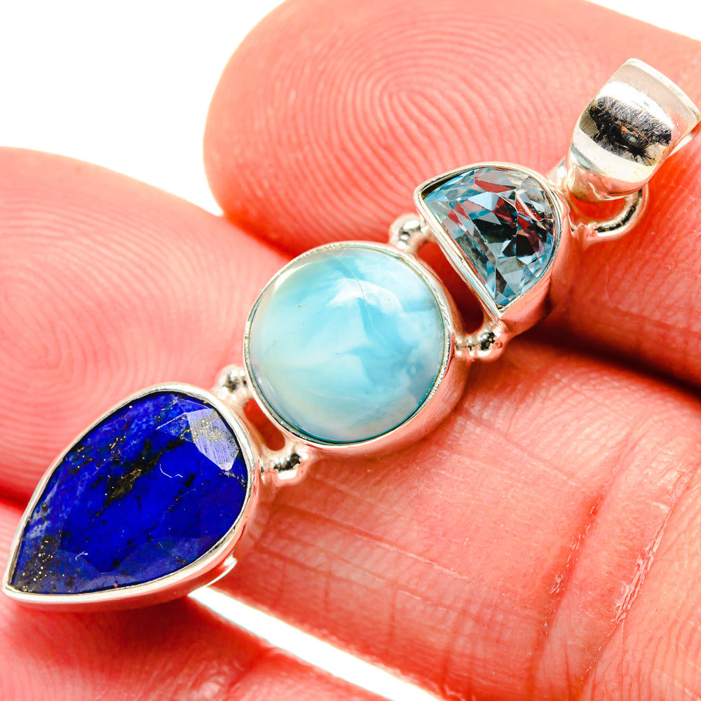 Lapis Lazuli, Larimar, Blue Topaz Pendants handcrafted by Ana Silver Co - PD21834