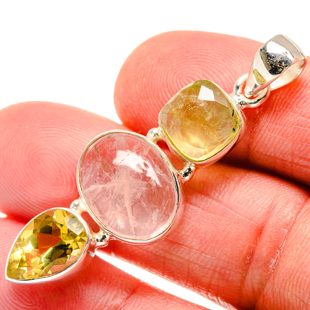 Rose Quartz, Citrine Pendants handcrafted by Ana Silver Co - PD21840