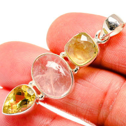 Rose Quartz, Citrine Pendants handcrafted by Ana Silver Co - PD21840