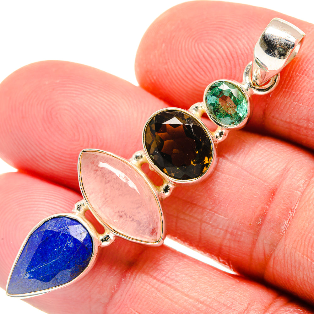 Rose Quartz, Lapis Lazuli, Smoky Quartz, Blue Topaz Pendants handcrafted by Ana Silver Co - PD21848