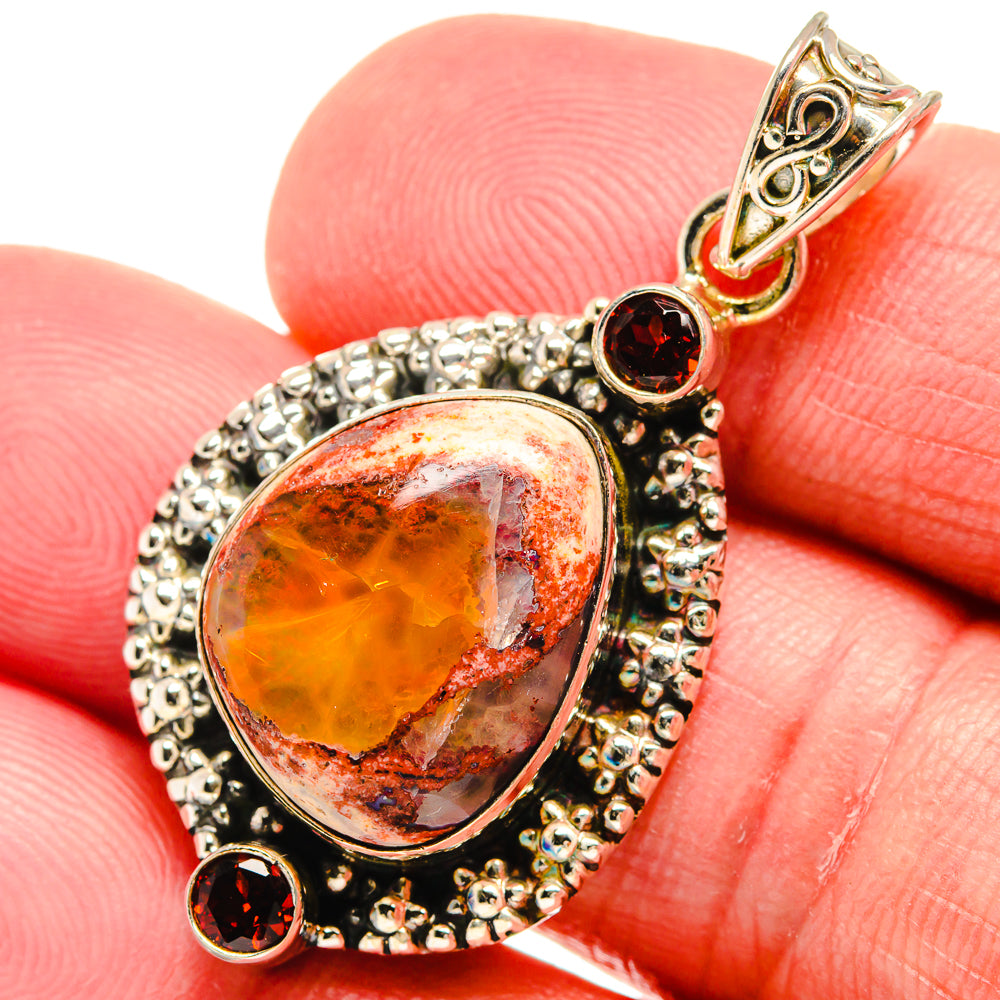 Mexican Fire Opal Pendants handcrafted by Ana Silver Co - PD21874