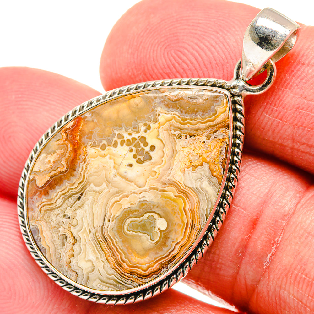 Laguna Lace Agate Pendants handcrafted by Ana Silver Co - PD21880