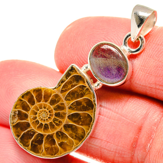 Ammonite Fossil Pendants handcrafted by Ana Silver Co - PD21913