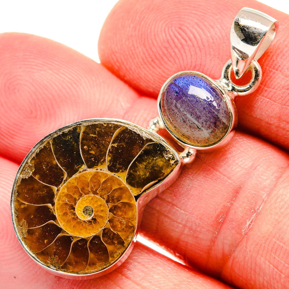 Ammonite Fossil Pendants handcrafted by Ana Silver Co - PD21915