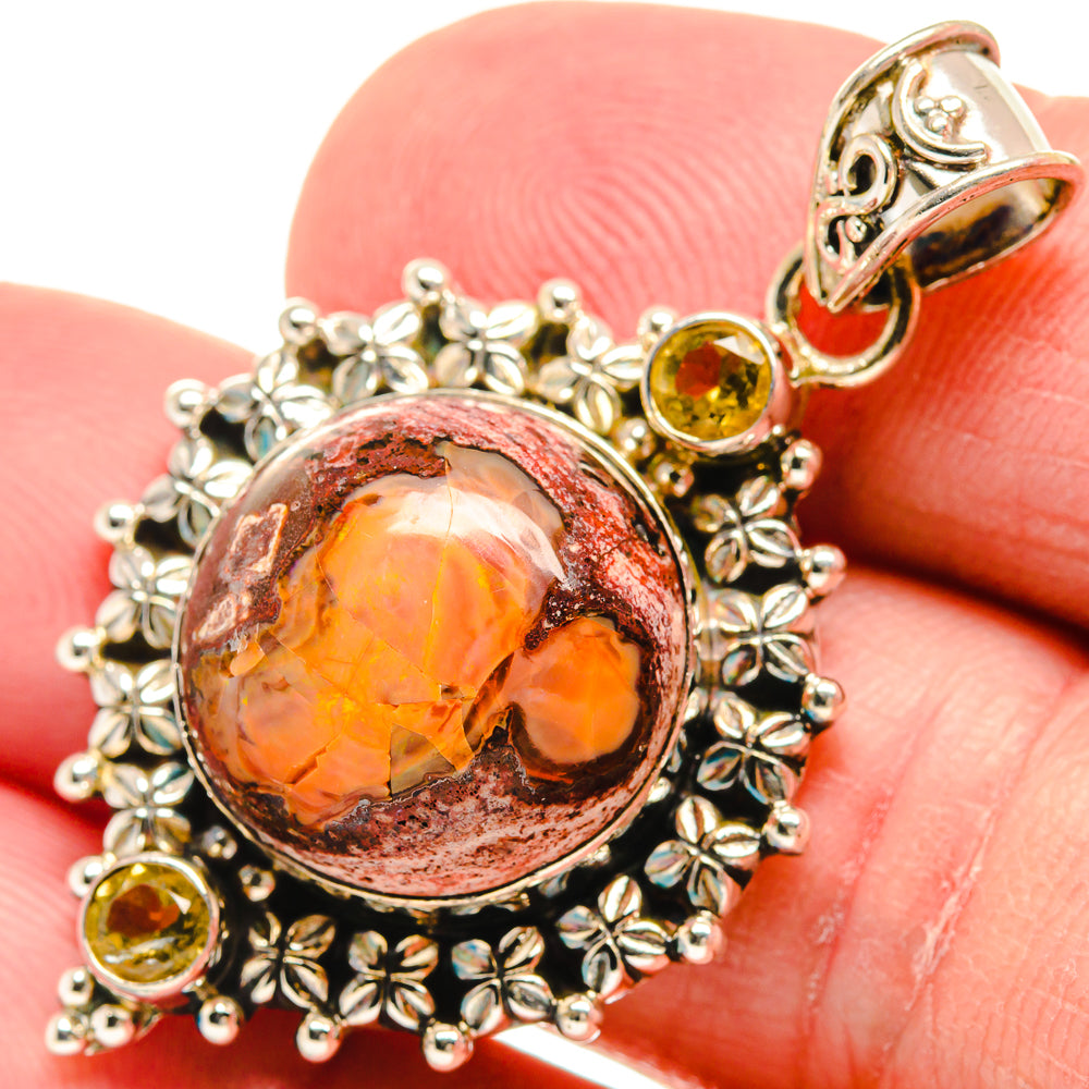Mexican Fire Opal Pendants handcrafted by Ana Silver Co - PD21947